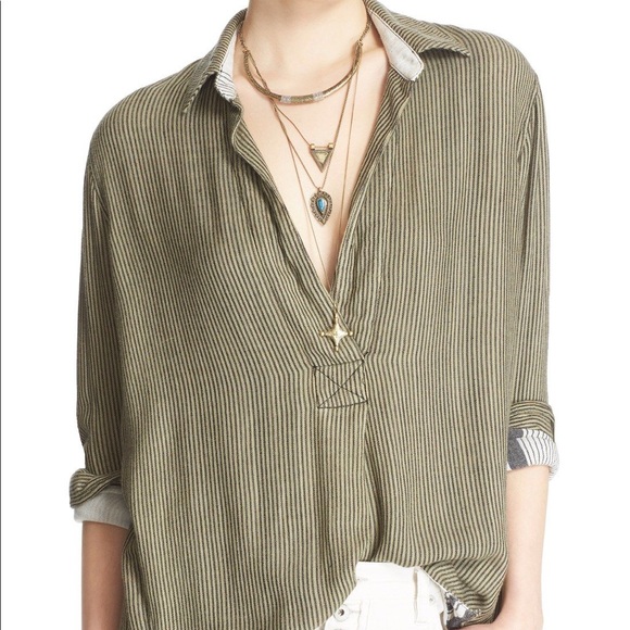 Free People Tops - Free People Pink Striped Tunic Top